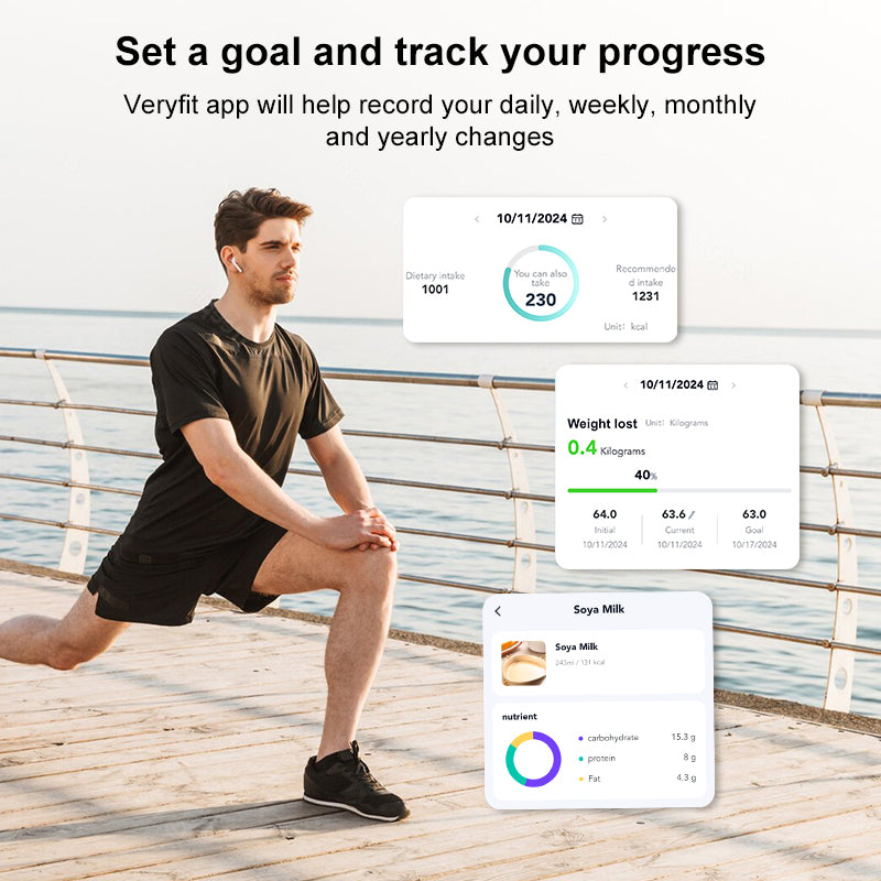 VeryFit Digital Smart Scale for Body Weight Fat BMI Muscle Mass 56 Body Composition Measurement Health Analyzer 8 Electrodes with App Bluetooth 9