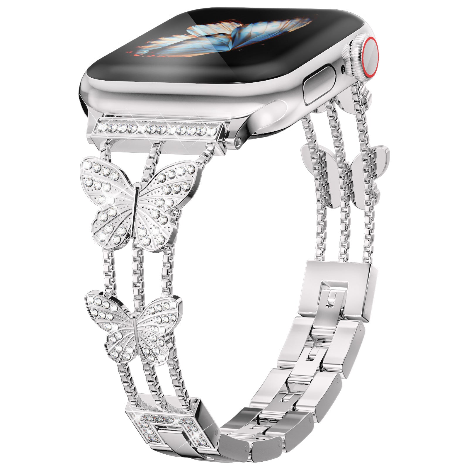 【Band Only】Butterfly Jewelry Bling Diamond Metal Replacement Band