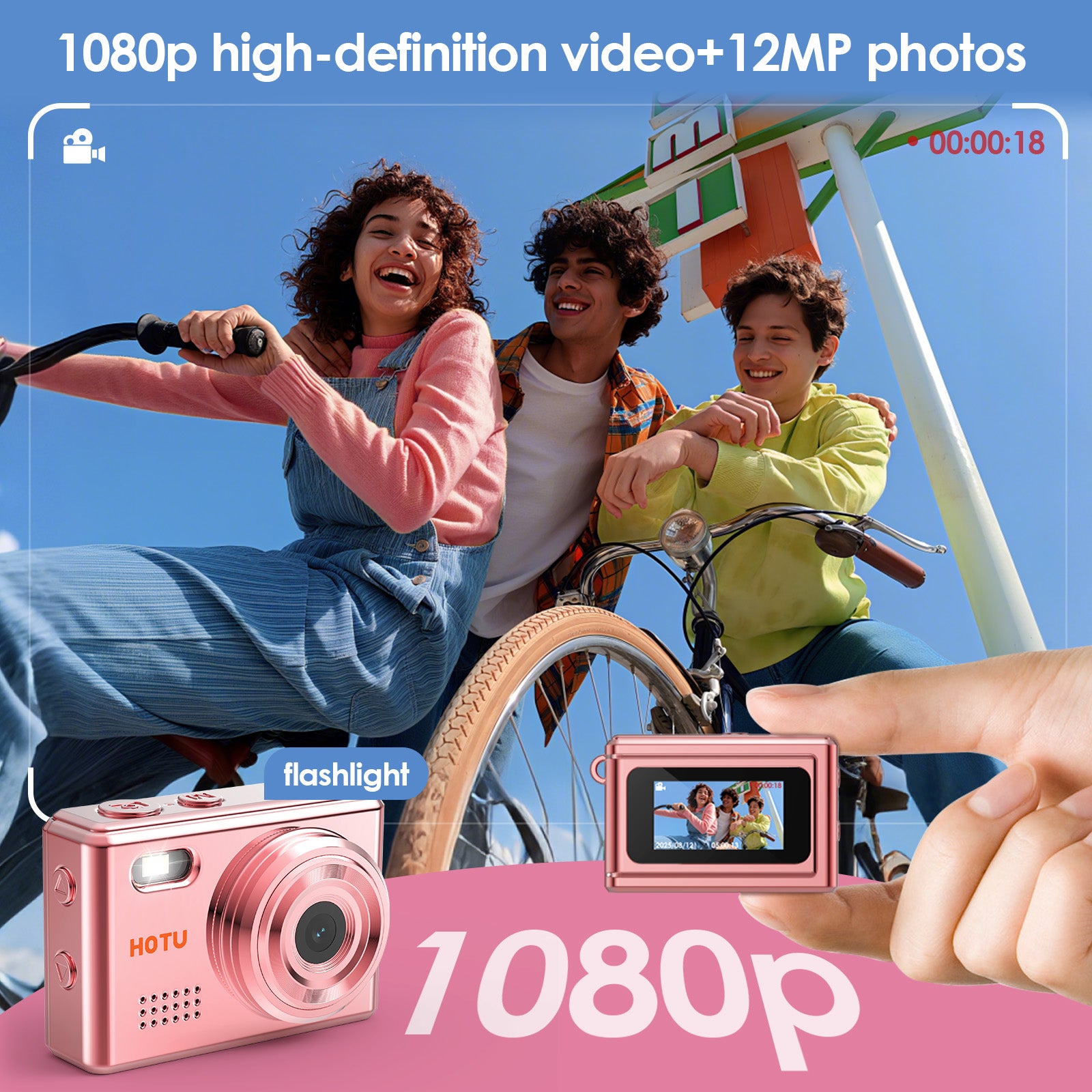 Mini Keychain Digital Camera Pocket-Size Camera 1080P HD with 1Mp LensFlash & 0.96" Screen, 32G Card Retro Vlog Camera for Travel, Concerts Kids & Instant Party 9