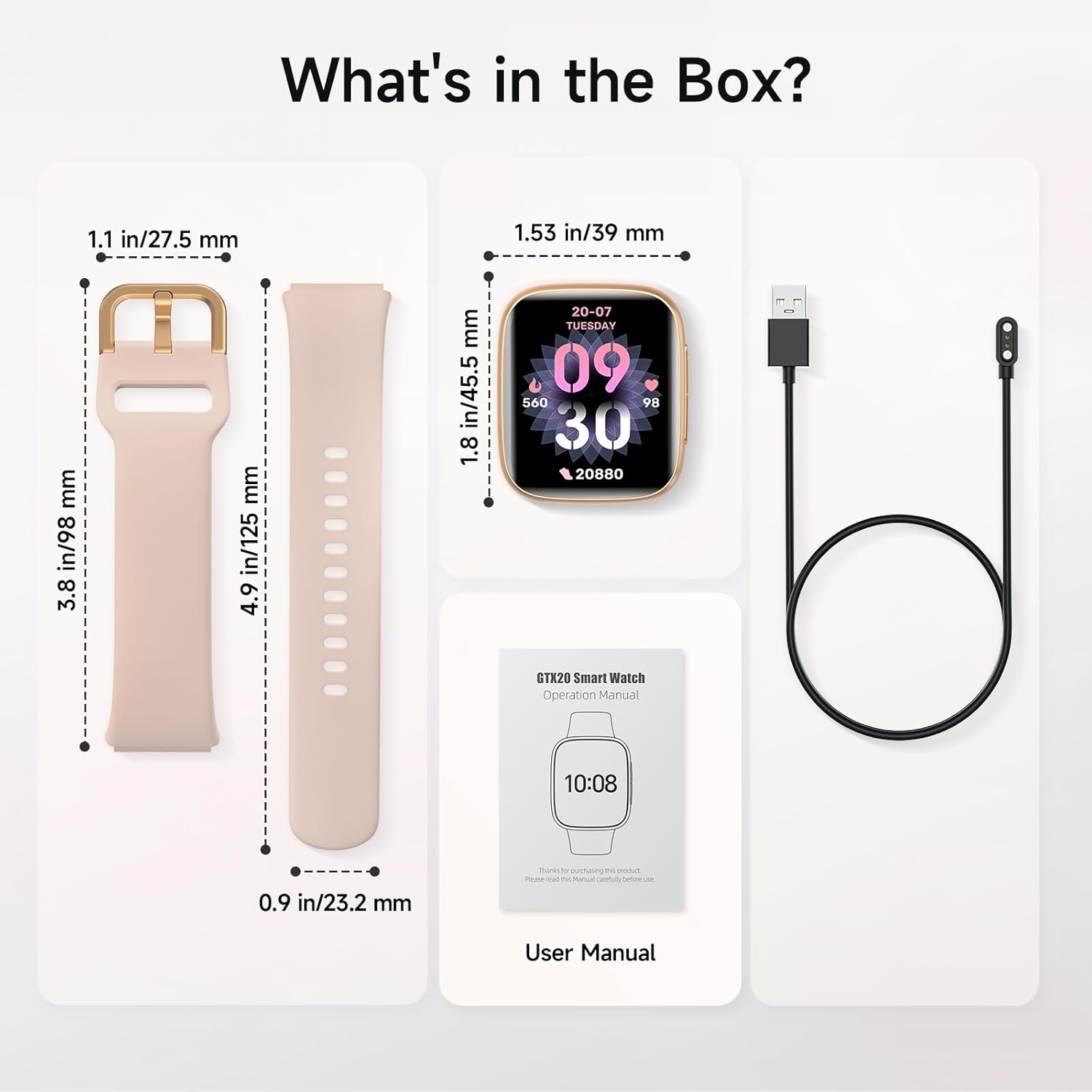 【GTX20】1.85" AMOLED Screen Smartwatch Compatible iPhone/Samsung/Android (Answer/Make Call) 9