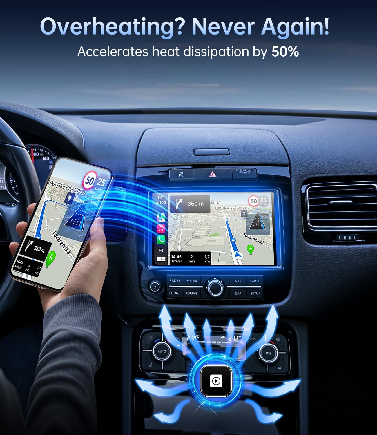 Wireless Carplay Adapter, 2025 Upgrade Mini USB Design for Car Play & Android Auto, Easy Use Fast Stable Connection for iPhone 6
