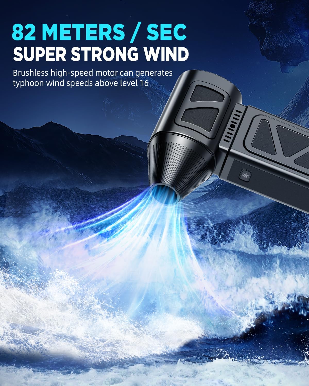 Compressed Air Duster, Powerful with Brushless Motor, 5-Gear Rechargeable Cordless Air Blower Turbo Fan 4