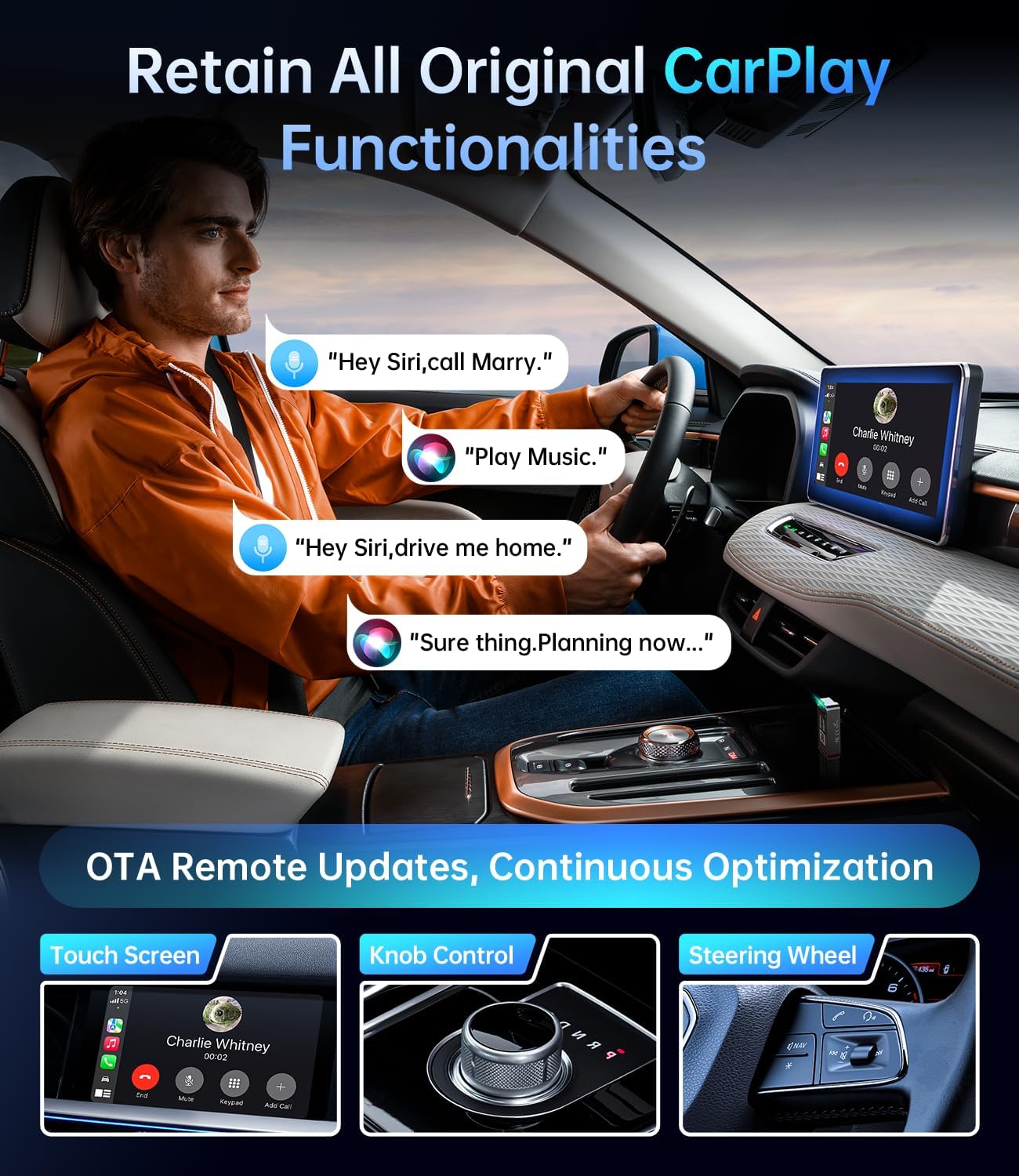 Wireless Carplay Adapter, 2025 Upgrade Mini USB Design for Car Play & Android Auto, Easy Use Fast Stable Connection for iPhone 7