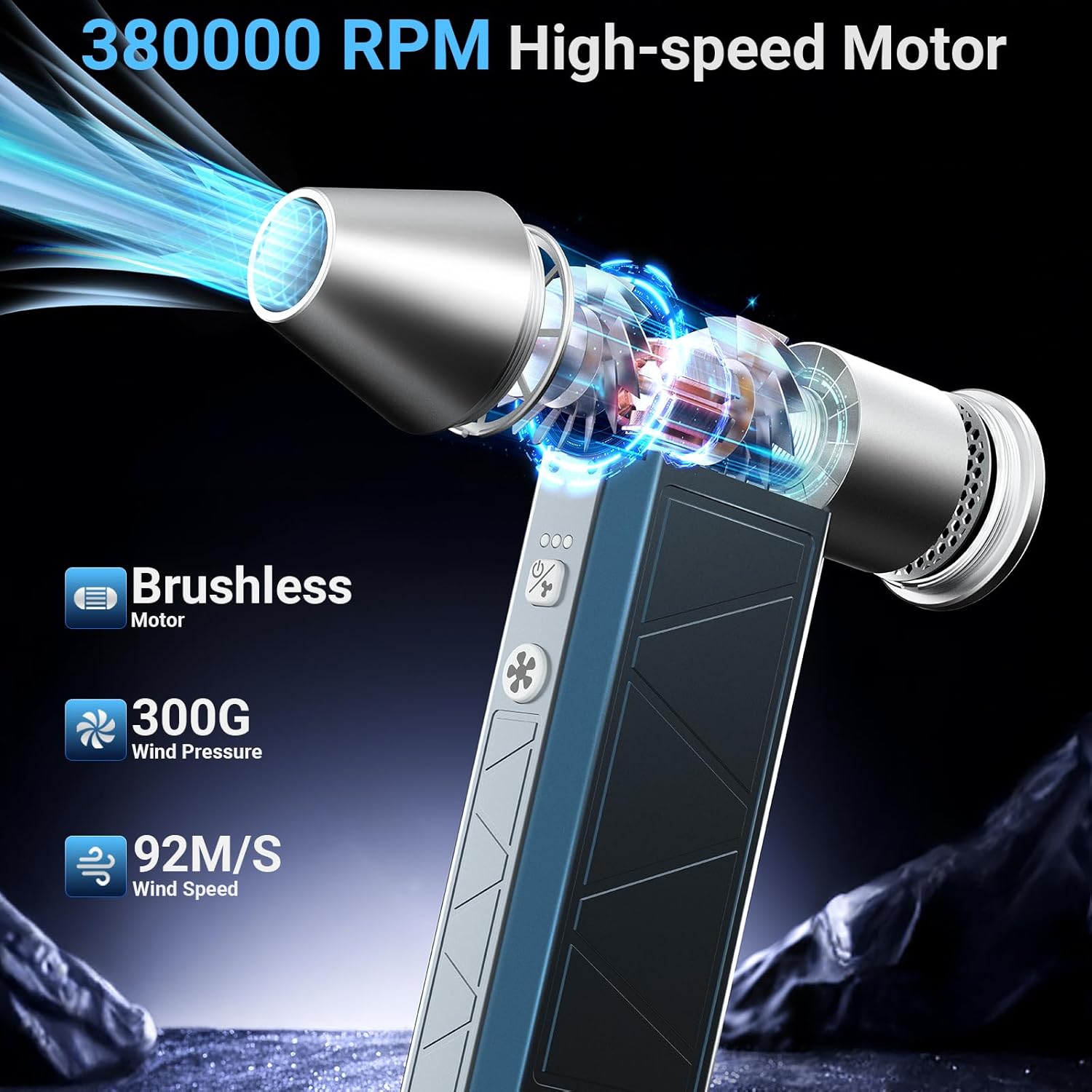 Compressed Air Duster, Powerful Electric Air Duster with LED Light 7