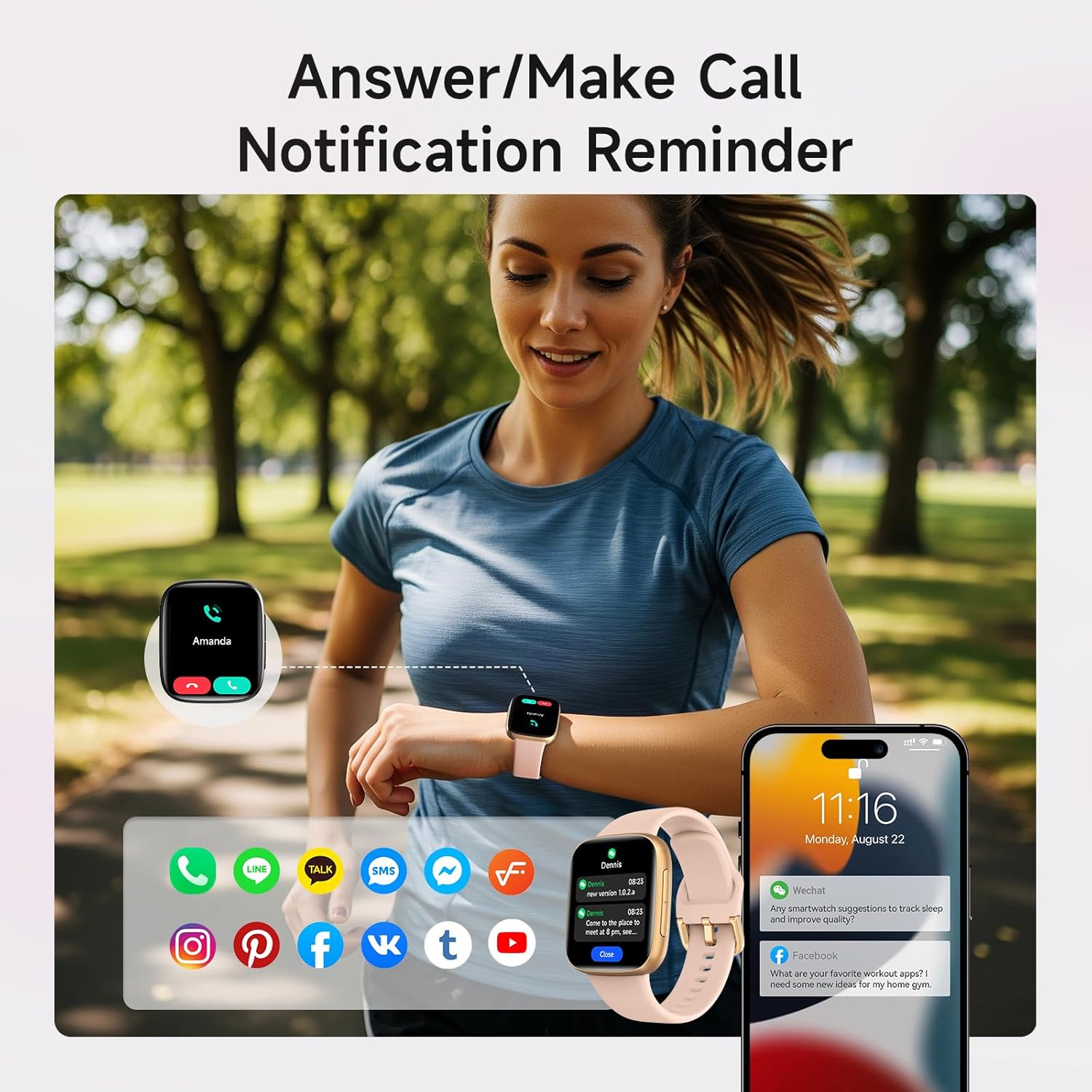 【GTX20】1.85" AMOLED Screen Smartwatch Compatible iPhone/Samsung/Android (Answer/Make Call) 2