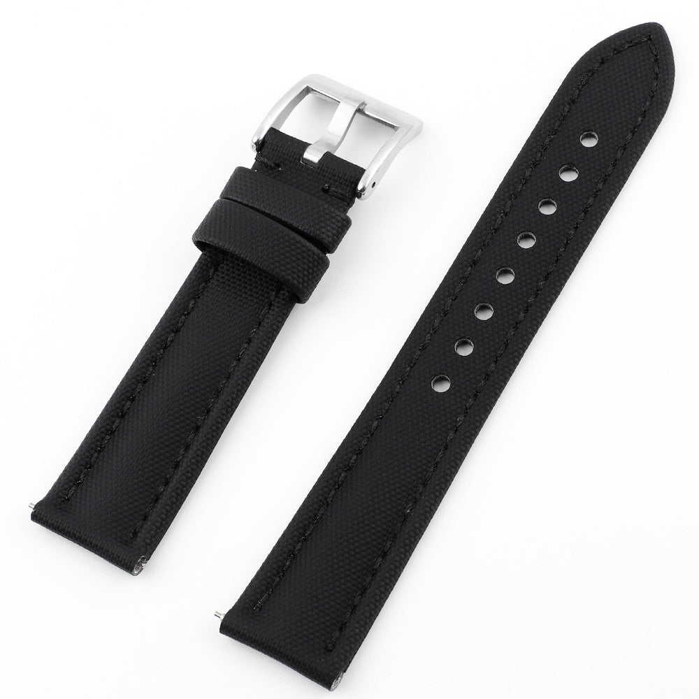 •7 Colors• Oxford Waterproof Canvas Watch Strap/ Band with Leather Backing