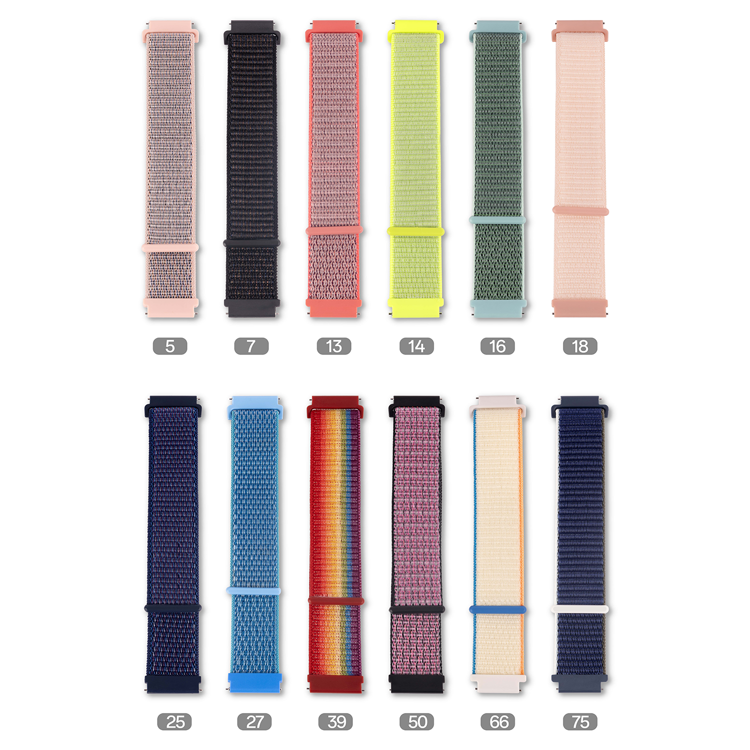 Soft Nylon Sport Strap Replacement band 18mm 20mm 22mm(Rainbow）
