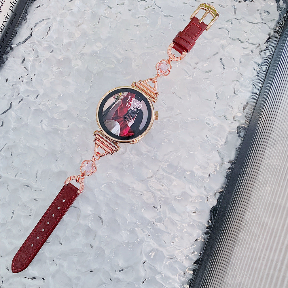 【Band Only】Clover Flower Metal & Leather Band 6