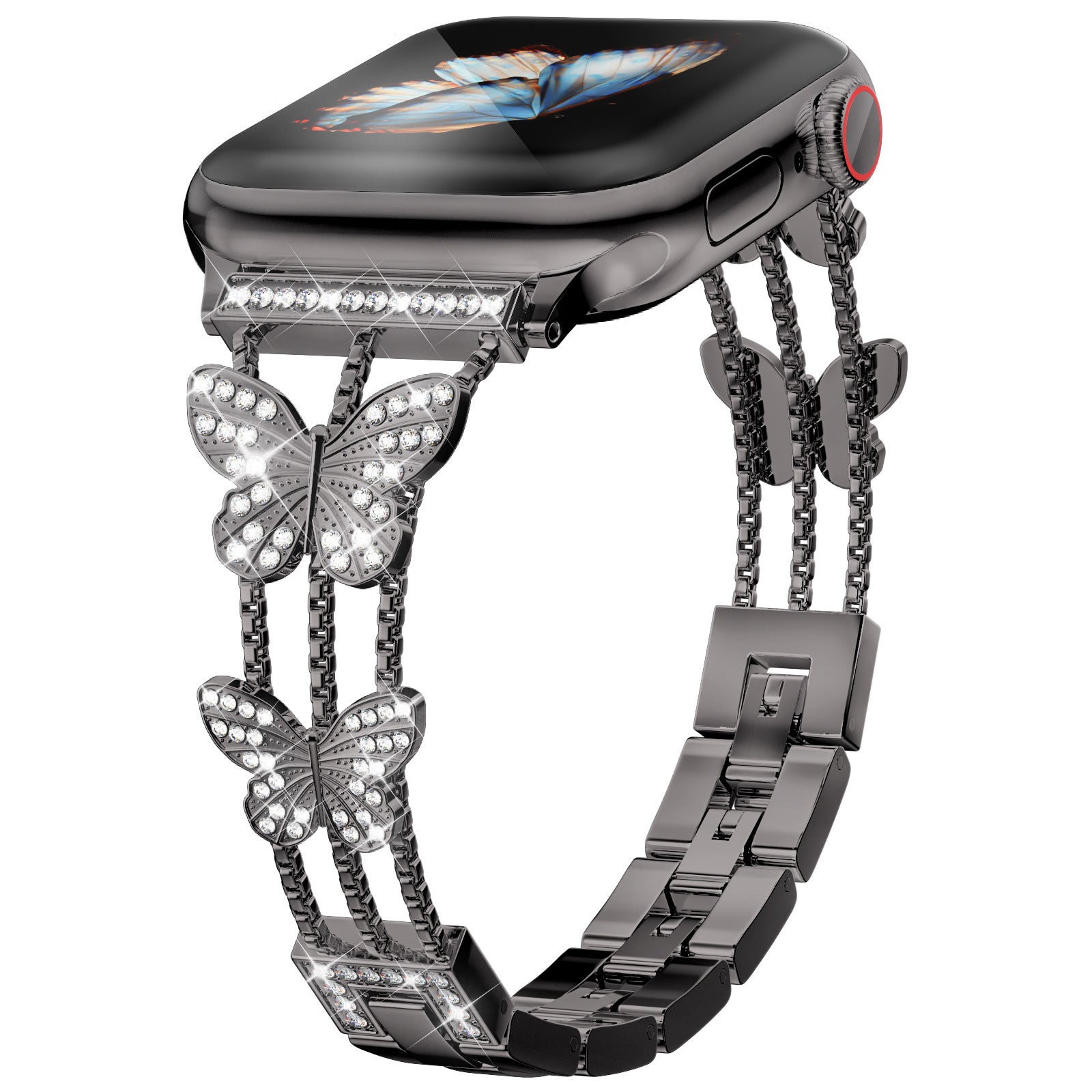【Band Only】Butterfly Jewelry Bling Diamond Metal Replacement Band 4