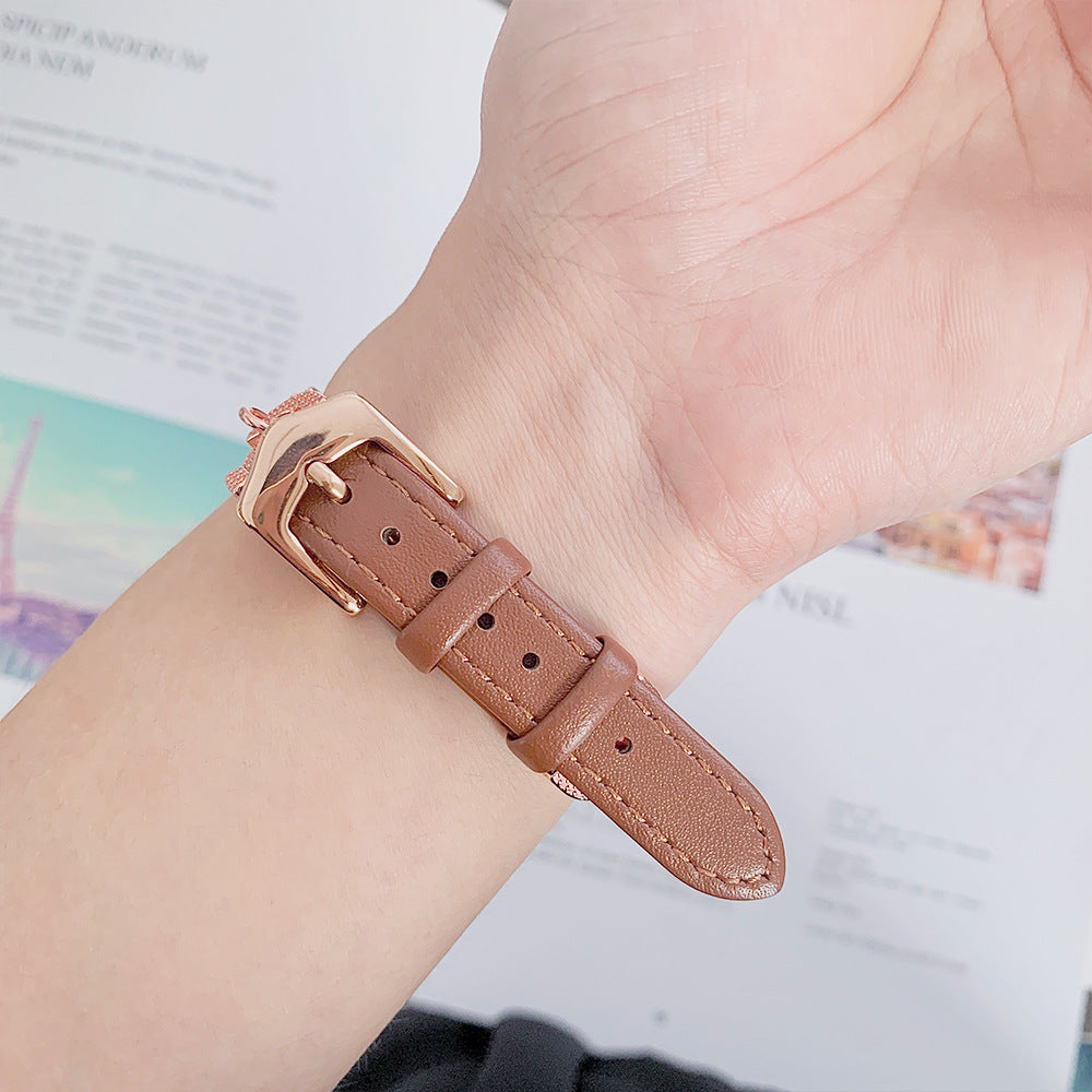 【Band Only】Clover Flower Metal & Leather Band 10
