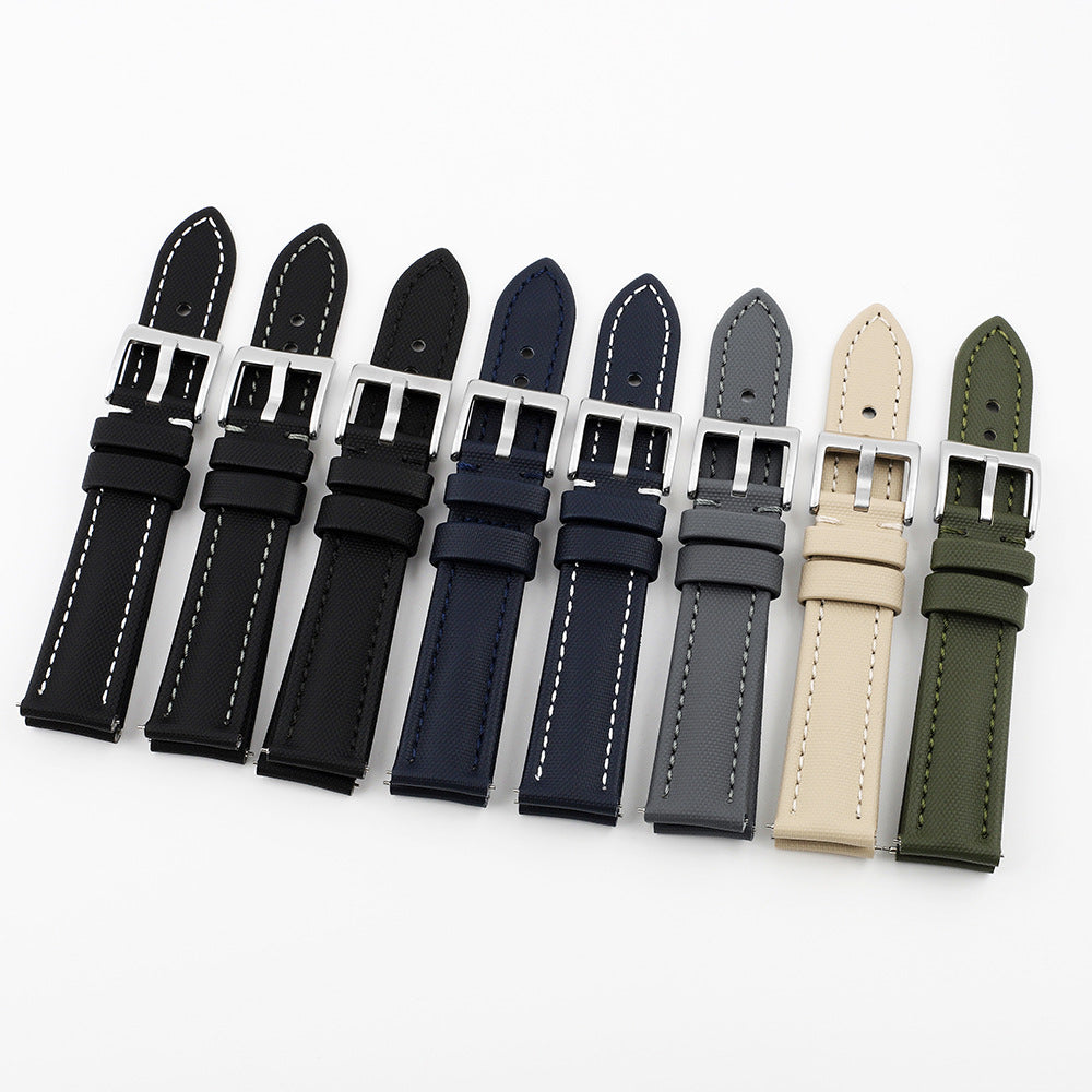 •7 Colors• Oxford Waterproof Canvas Watch Strap/ Band with Leather Backing 2