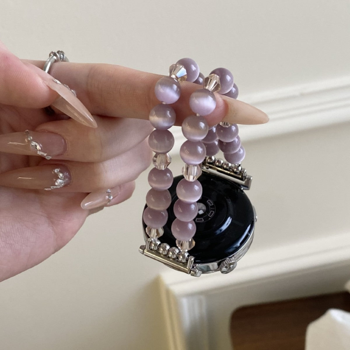 【Band Only】Crystal Beaded Watch Strap with Cat Eye Stones 3