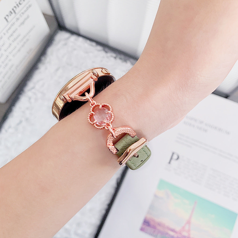 【Band Only】Clover Flower Metal & Leather Band 7