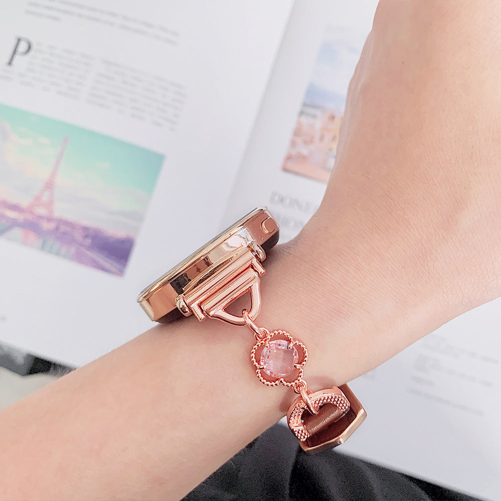 【Band Only】Clover Flower Metal & Leather Band 9