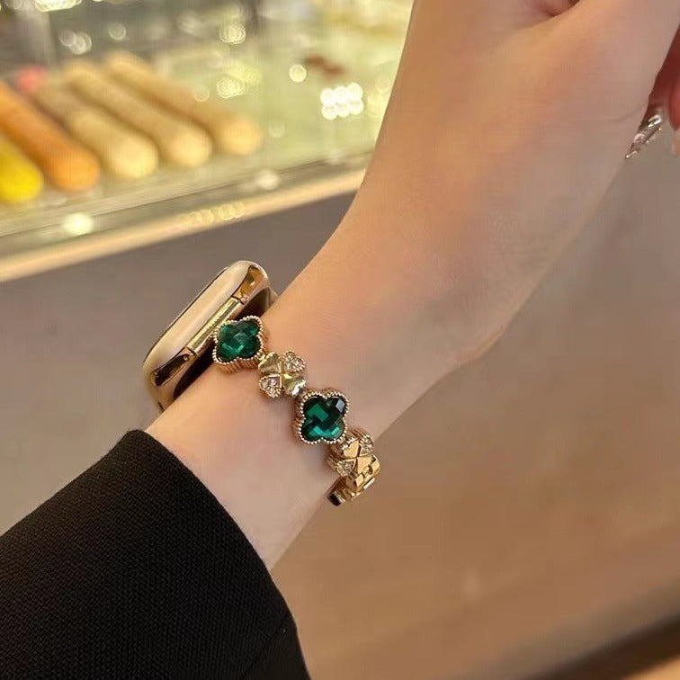 Four-Leaf Clover Crystal Metal Watch Band 【Band Only】 8