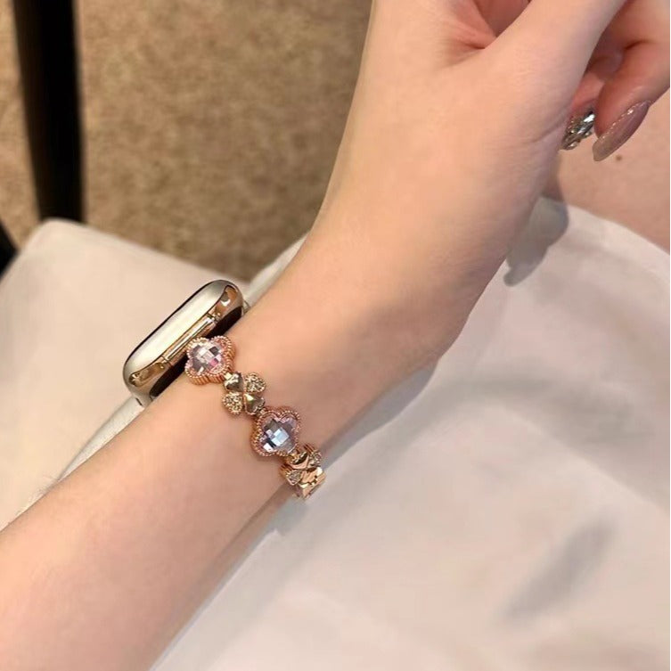 Four-Leaf Clover Crystal Metal Watch Band 【Band Only】 7