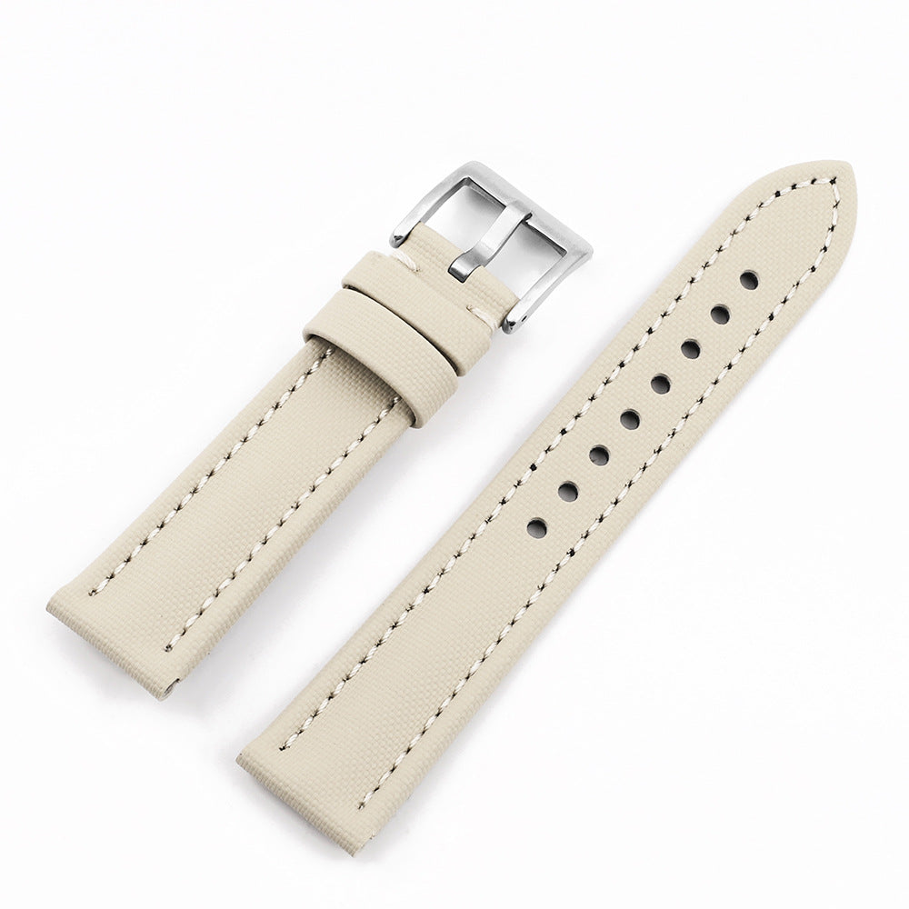 •7 Colors• Oxford Waterproof Canvas Watch Strap/ Band with Leather Backing 8