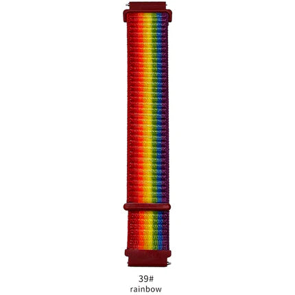 Soft Nylon Sport Strap Replacement band 18mm 20mm 22mm(Free shipping for 2 or more watch straps)（Rainbow）