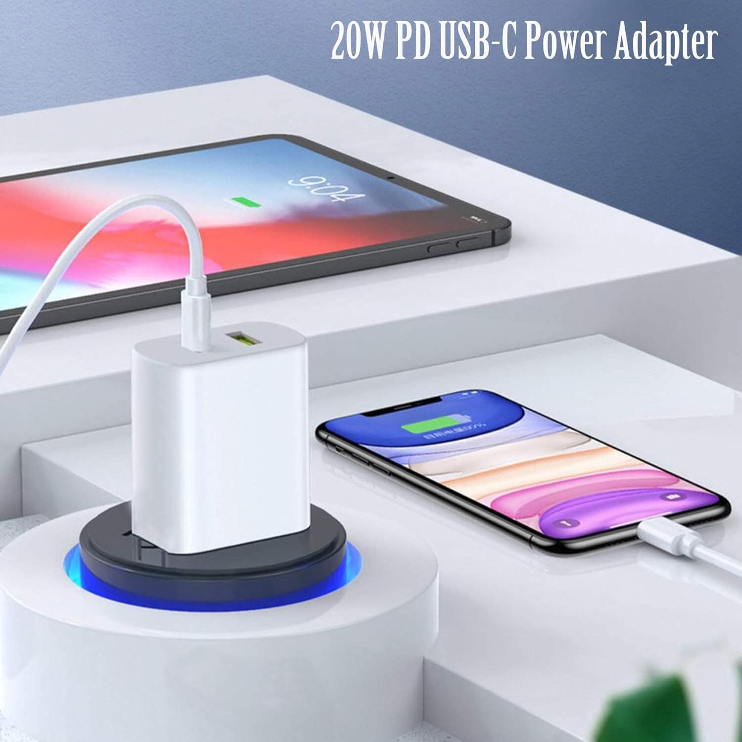 20W Dual-Port USB-A + USB-C Fast Charger Plug 3