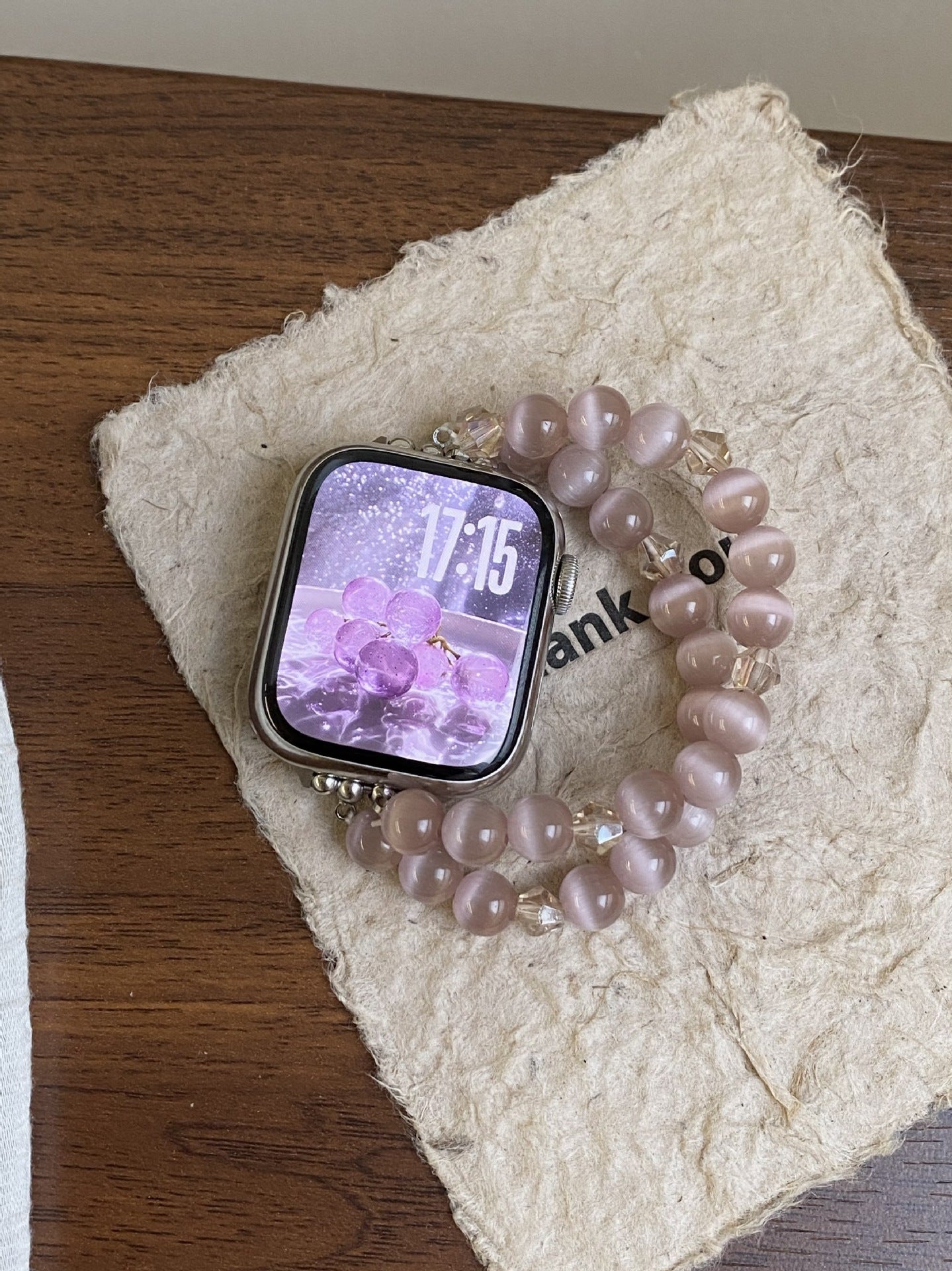 【Band Only】Crystal Beaded Watch Strap with Cat Eye Stones 4