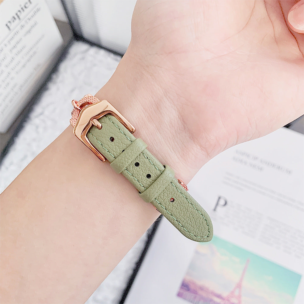 【Band Only】Clover Flower Metal & Leather Band 8
