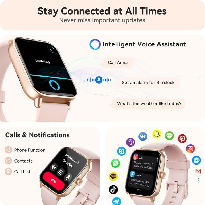 【IDW19H】Smart Watch for Women Android & iPhone,1.8" Smartwatch with Heart Rate/SpO2/Sleep Monitor, 2