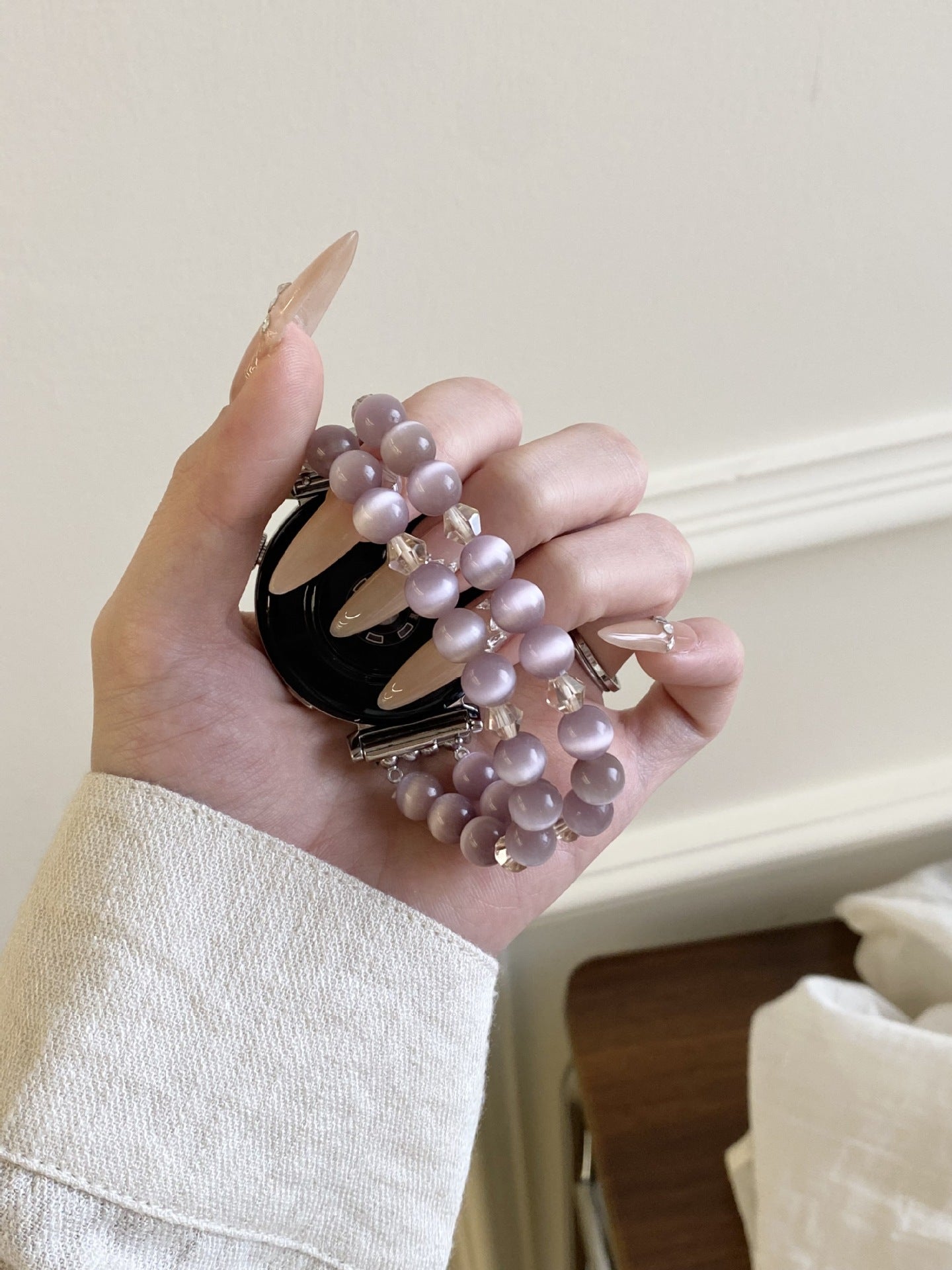 【Band Only】Crystal Beaded Watch Strap with Cat Eye Stones 6