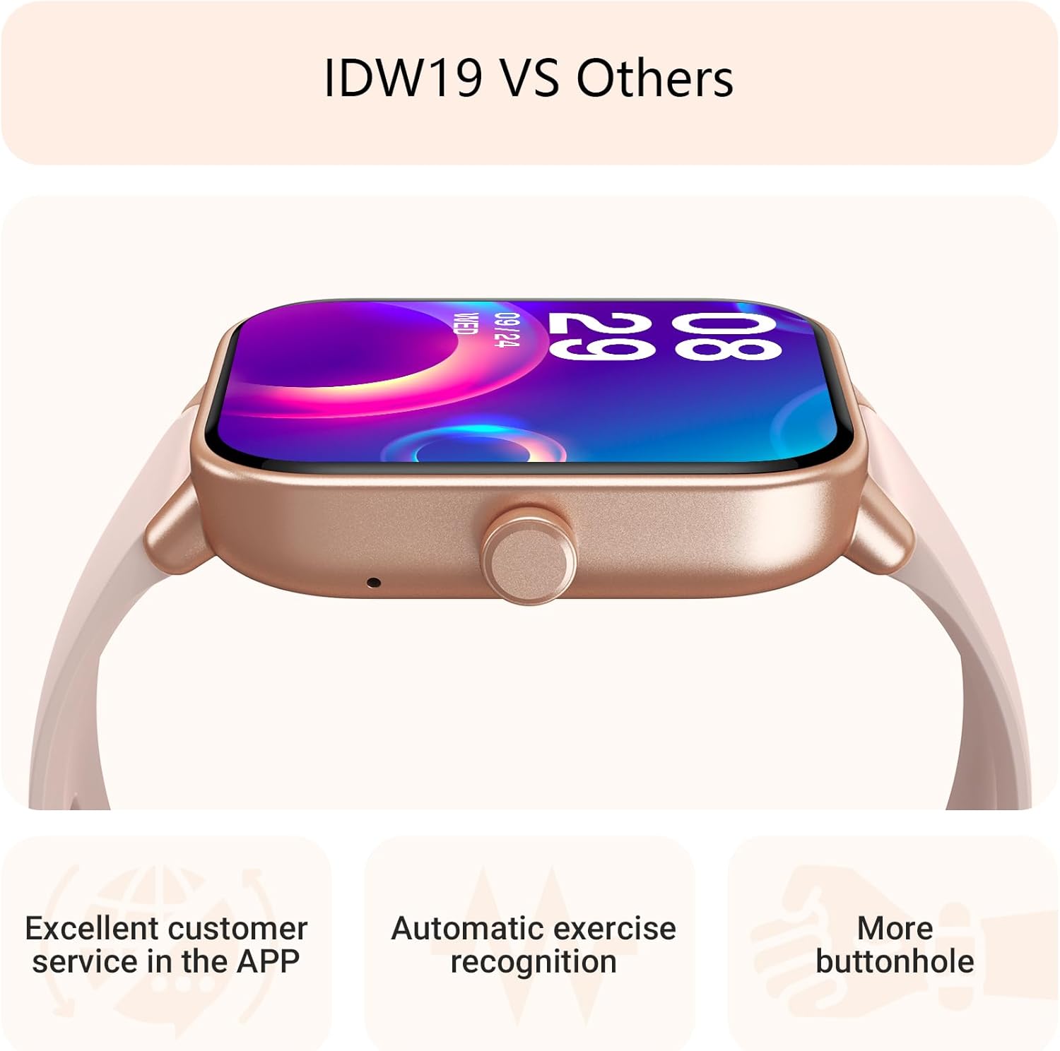 【IDW19H】Smart Watch for Women Android & iPhone,1.8" Smartwatch with Heart Rate/SpO2/Sleep Monitor, 3