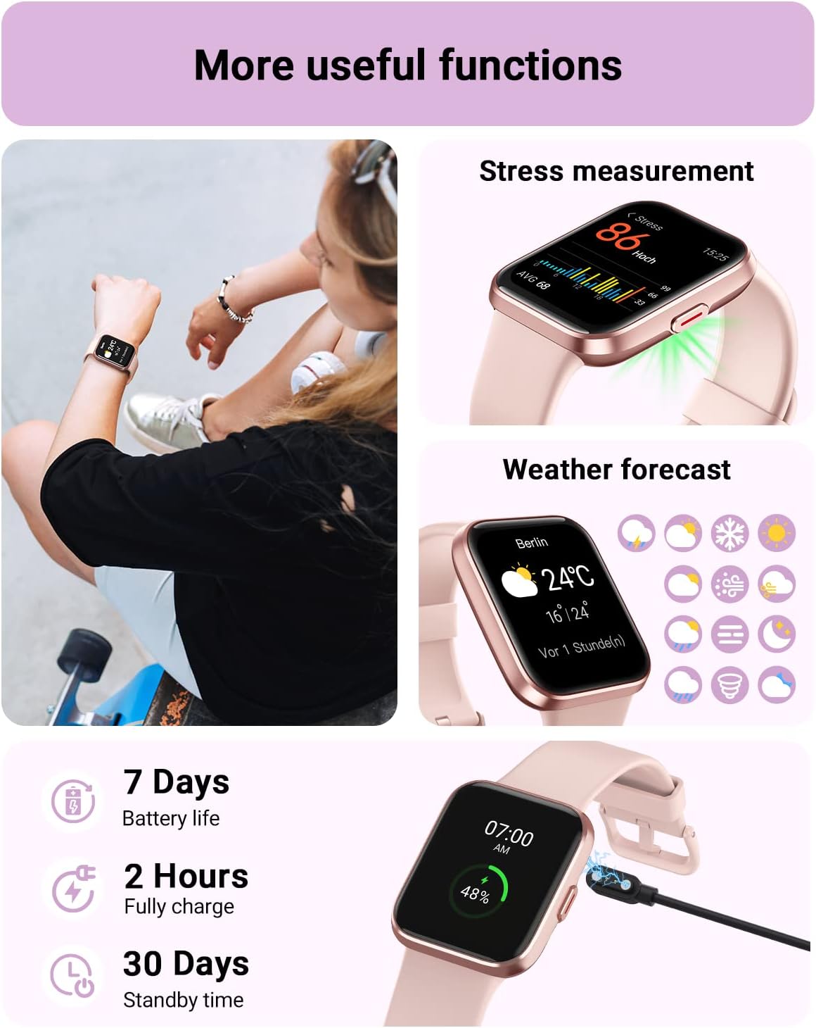 【IDW208 PLUS】 1.8" Touch Screen Fitness Tracker with Answer/Make Calls 12
