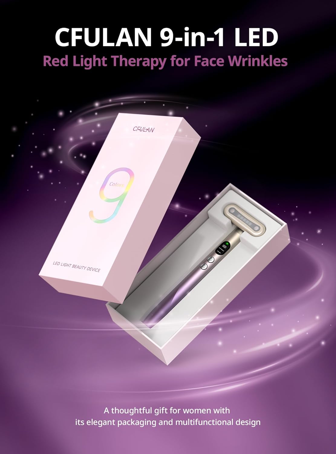 Red-Light-Therapy-for-Face,9 in 1 LED Light Therapy Eye Equipment for Skin Care, Red Light Therapy Face Massager Eye Beauty Skincare Rejuvenation Tool Microcurrent Facial Device Gift for Women at Home 7