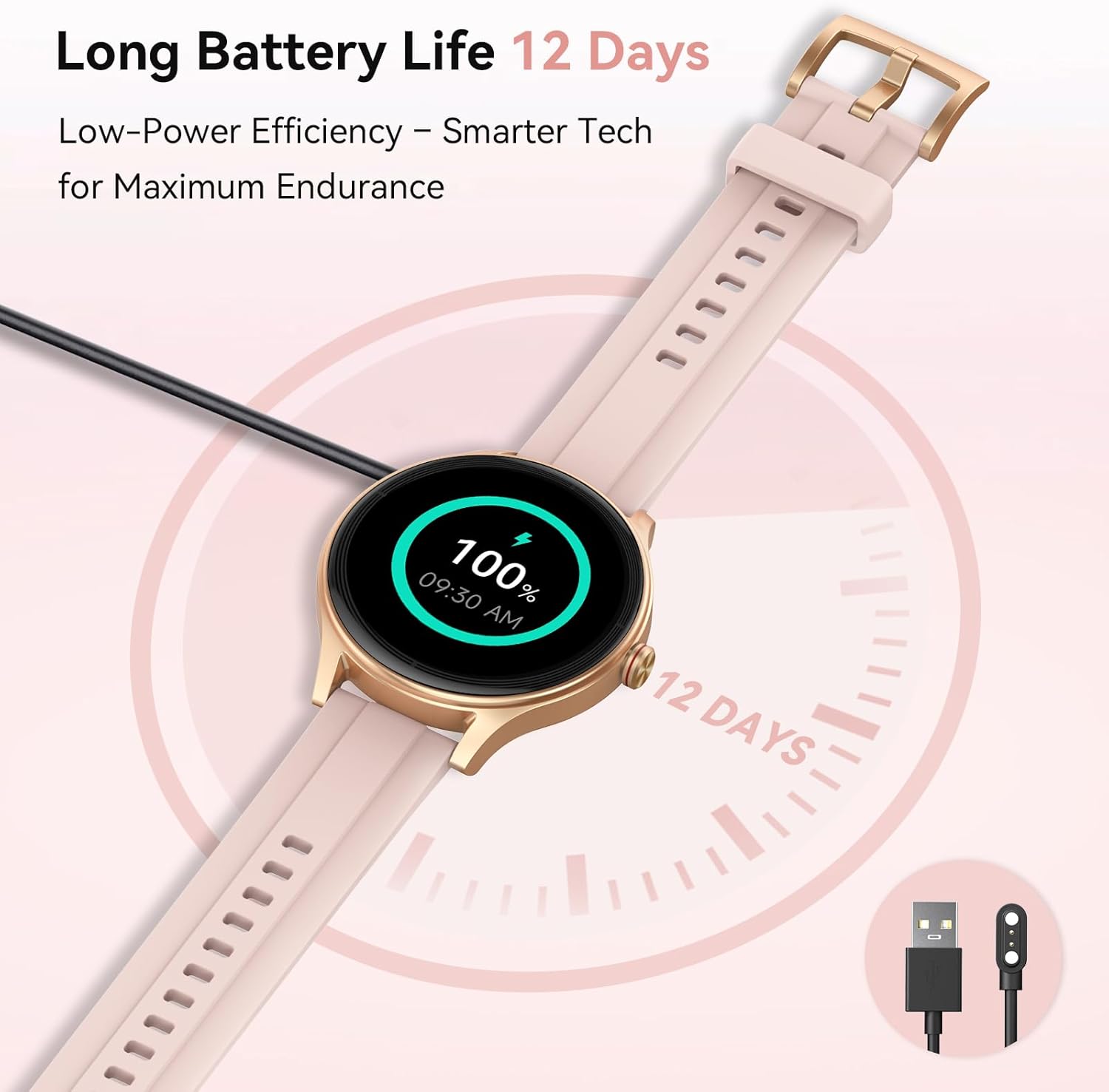 【DR06】Smart Watches for Women (2 Bands), 40mm Stylish Round Smartwatch, IP68 Waterproof Fitness Tracker with Bluetooth Calls (Make/Answer), Heart Rate/SpO2/Sleep Monitor, 7 Days Battery 6