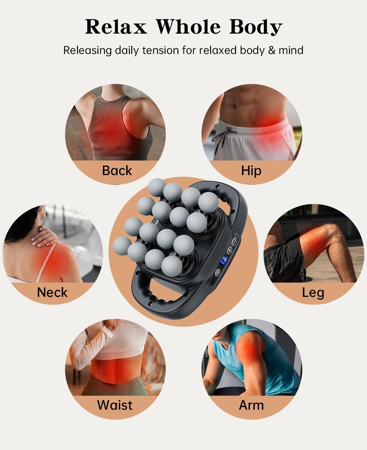 16/20 Head Massage Gun Set Muscle Massager with 3 Modes & 30 Intensities for Back/Hips/Legs/Shoulders/Foot Body Muscle Pain Relief 5