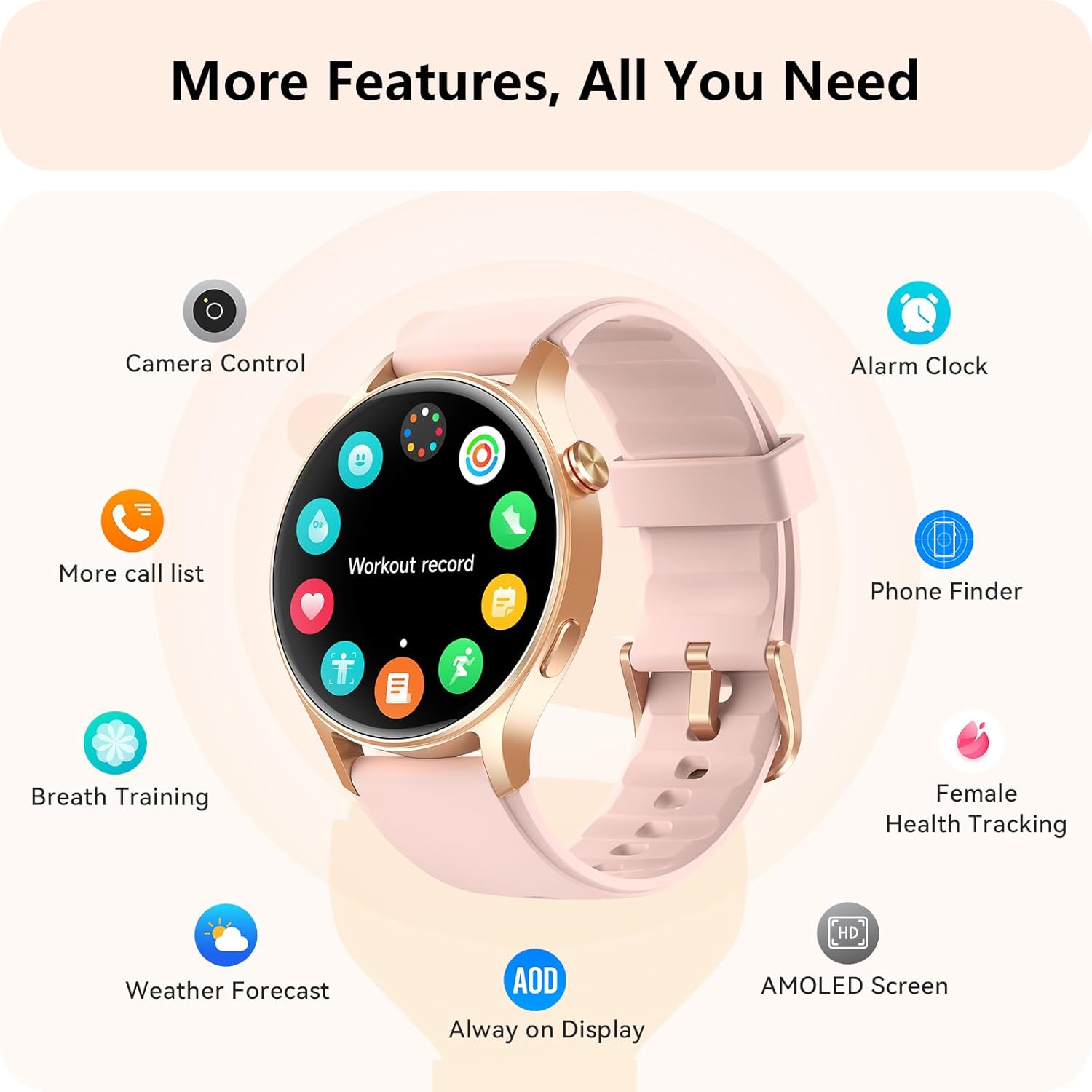【AR-01】AMOLED Ultra-Clear Screen Activity Trackers with Heart Rate/Sleep/SpO2 Monitor, Smartwatch for iPhone/Android, 110+ Sport Modes 13