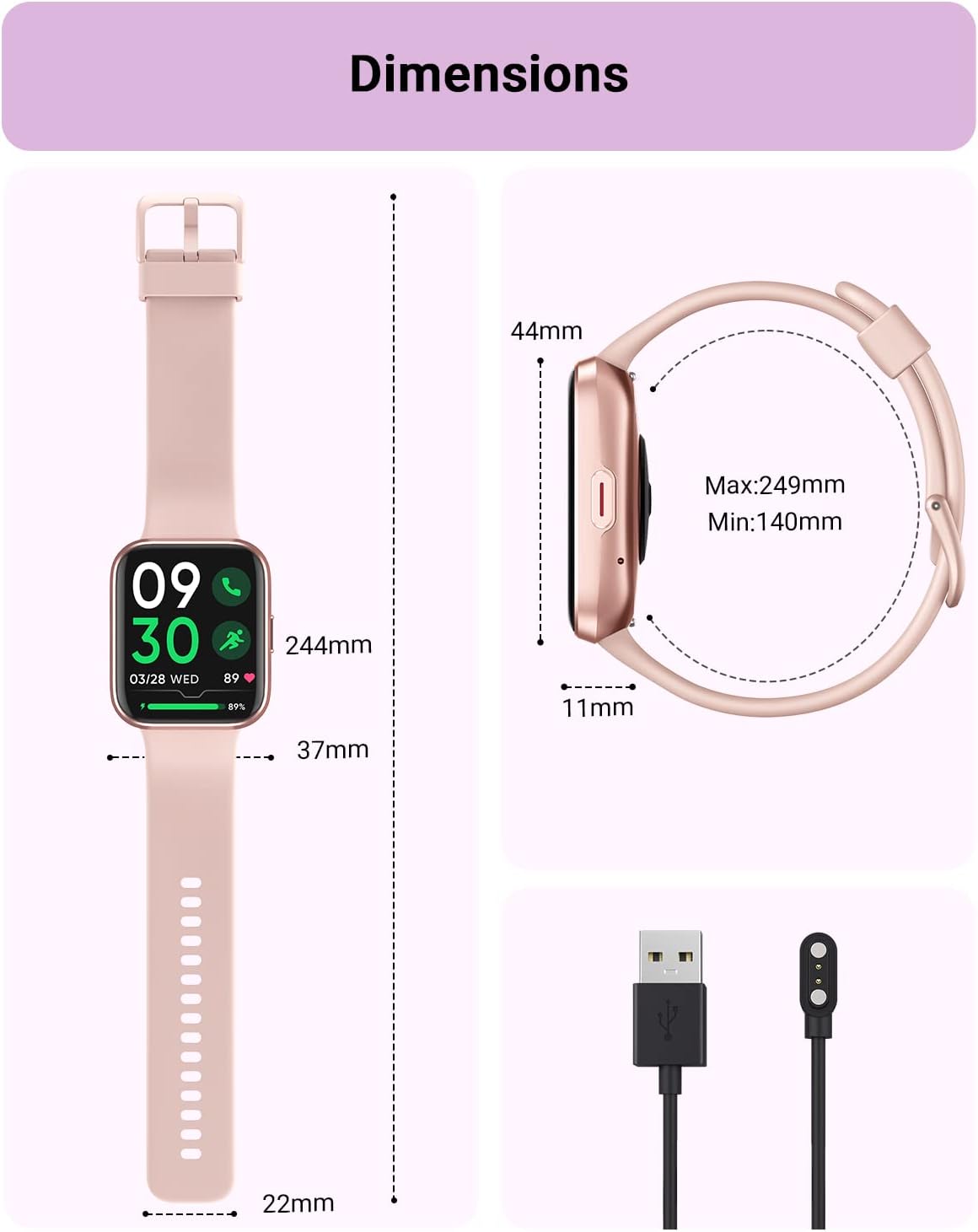 【IDW208 PLUS】 1.8" Touch Screen Fitness Tracker with Answer/Make Calls 13