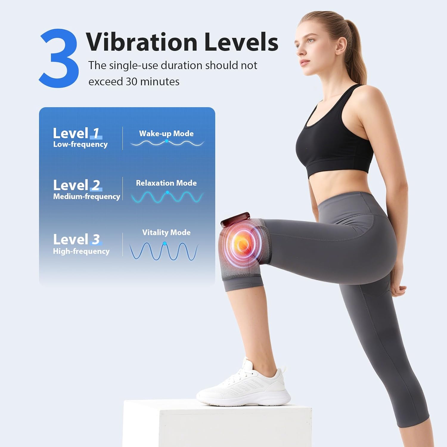Heated Knee Massager, Foot Massager with Heat, Shoulder Massagers with Heat, Knees Warmers Wrap, 3-in-1 Vibration Heating Pad for Knee 3