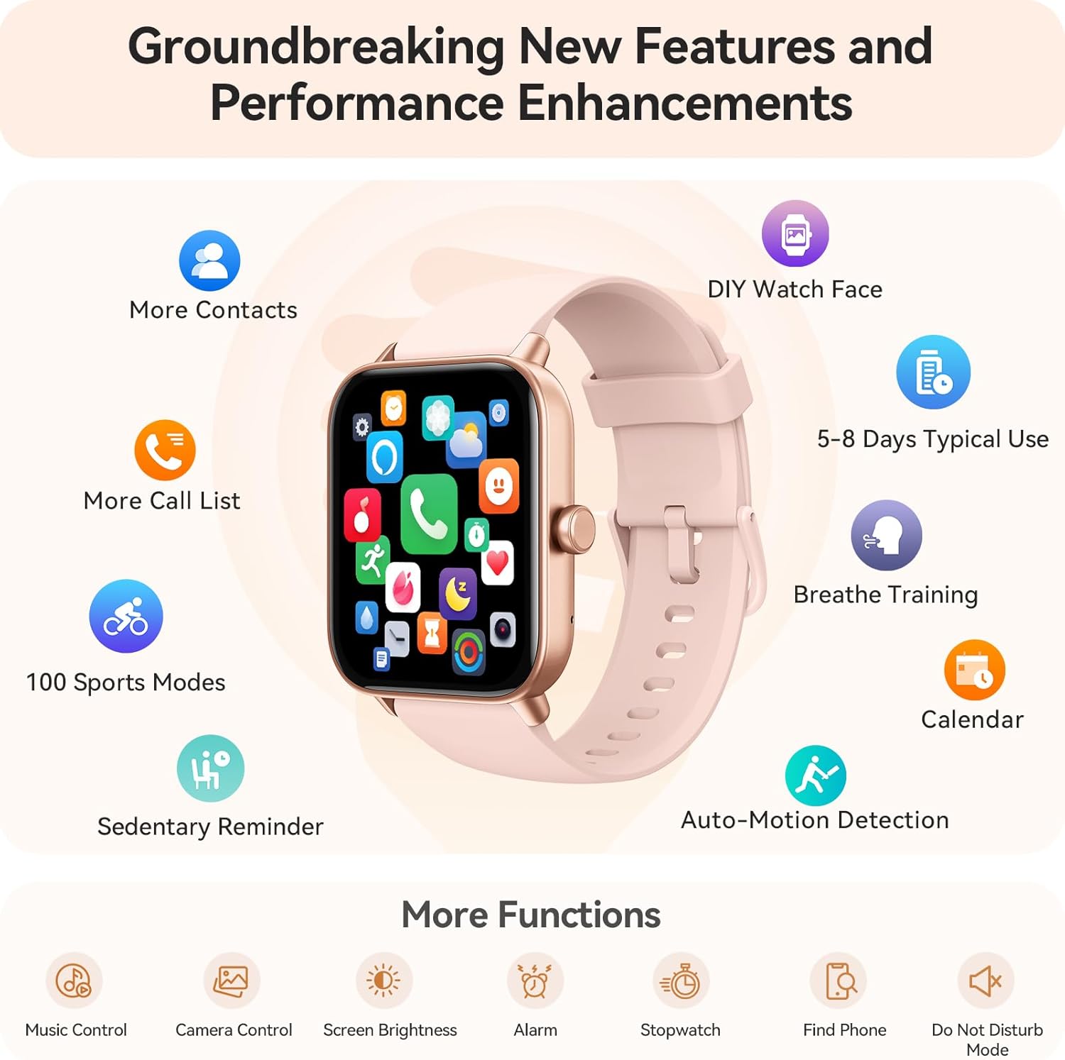【IDW19H】Smart Watch for Women Android & iPhone,1.8" Smartwatch with Heart Rate/SpO2/Sleep Monitor, 6