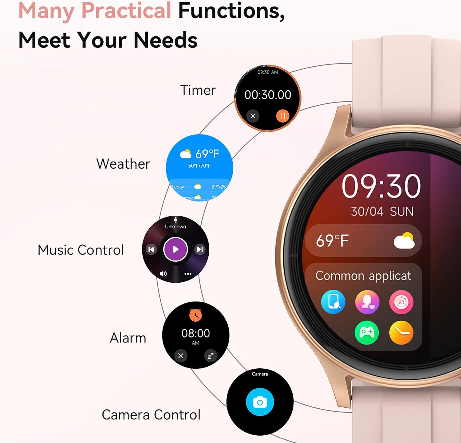 【DR06】Smart Watches for Women (2 Bands), 40mm Stylish Round Smartwatch, IP68 Waterproof Fitness Tracker with Bluetooth Calls (Make/Answer), Heart Rate/SpO2/Sleep Monitor, 7 Days Battery 7