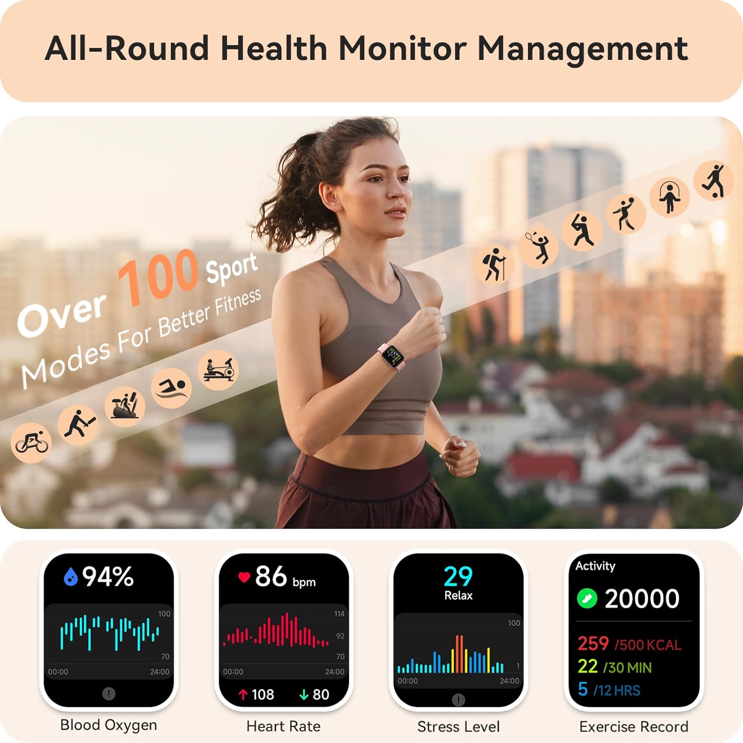 【IDW15】Smart Watches 1.91" HD Fitness Tracker with 105+ Sport Modes, IP68 Waterproof 6
