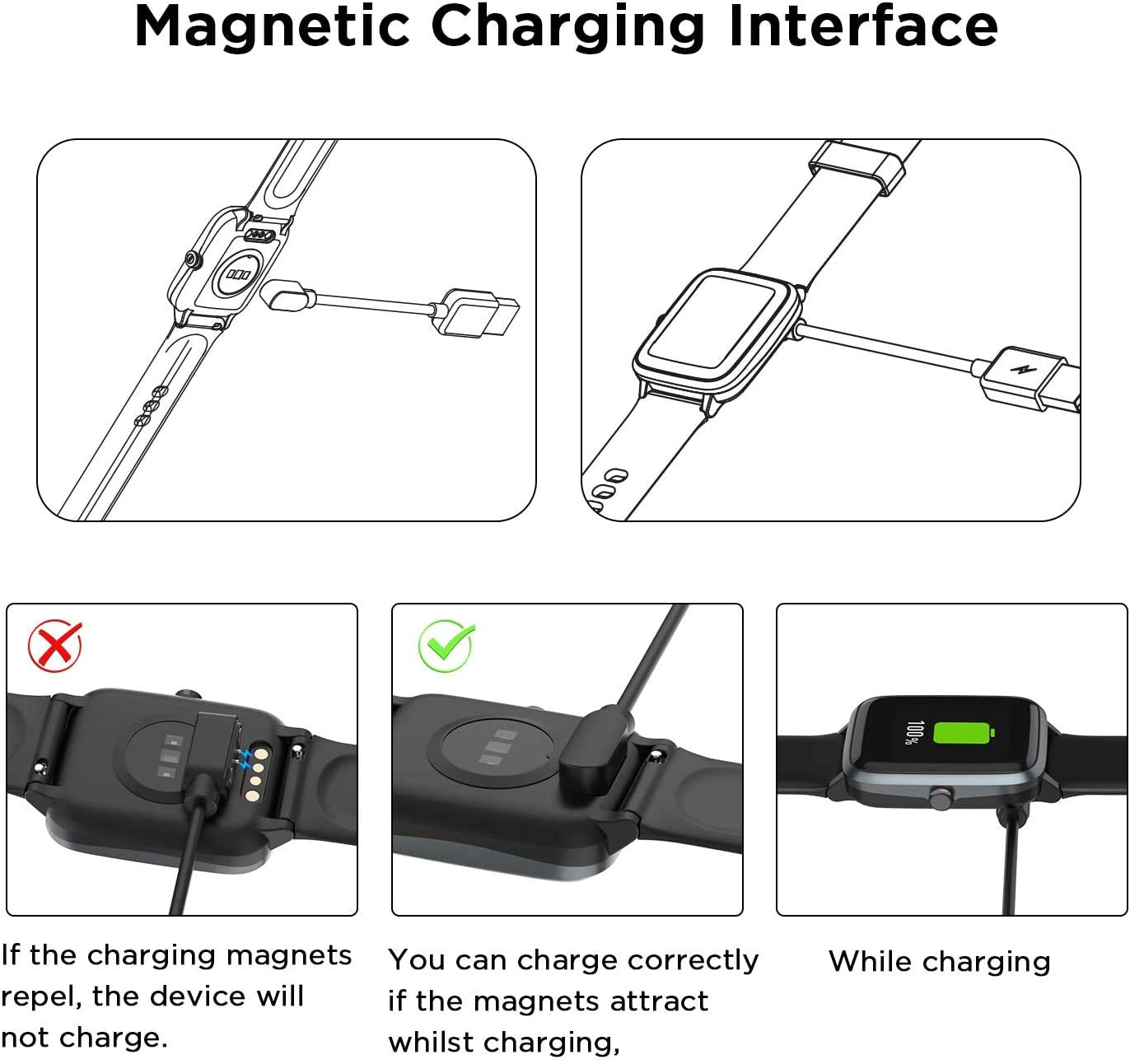 Smartwatch ID205L/IDW207/IDW208/IDW13/IDW15/IDW20/GTX20/AR-01/IDW28 Replacement Charger 3