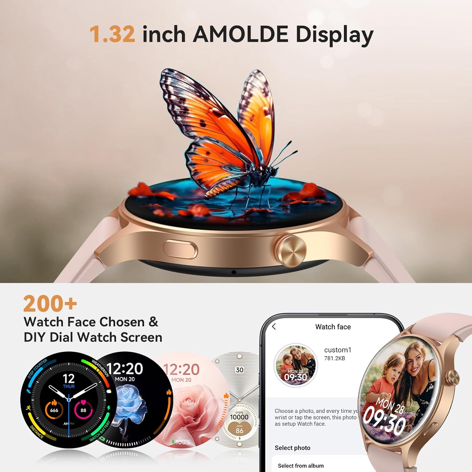 【AR-01】AMOLED Ultra-Clear Screen Activity Trackers with Heart Rate/Sleep/SpO2 Monitor, Smartwatch for iPhone/Android, 110+ Sport Modes 9