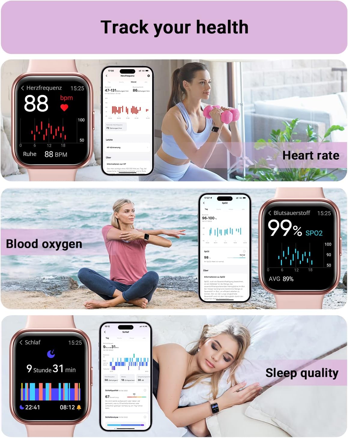 【IDW208 PLUS】 1.8" Touch Screen Fitness Tracker with Answer/Make Calls 10