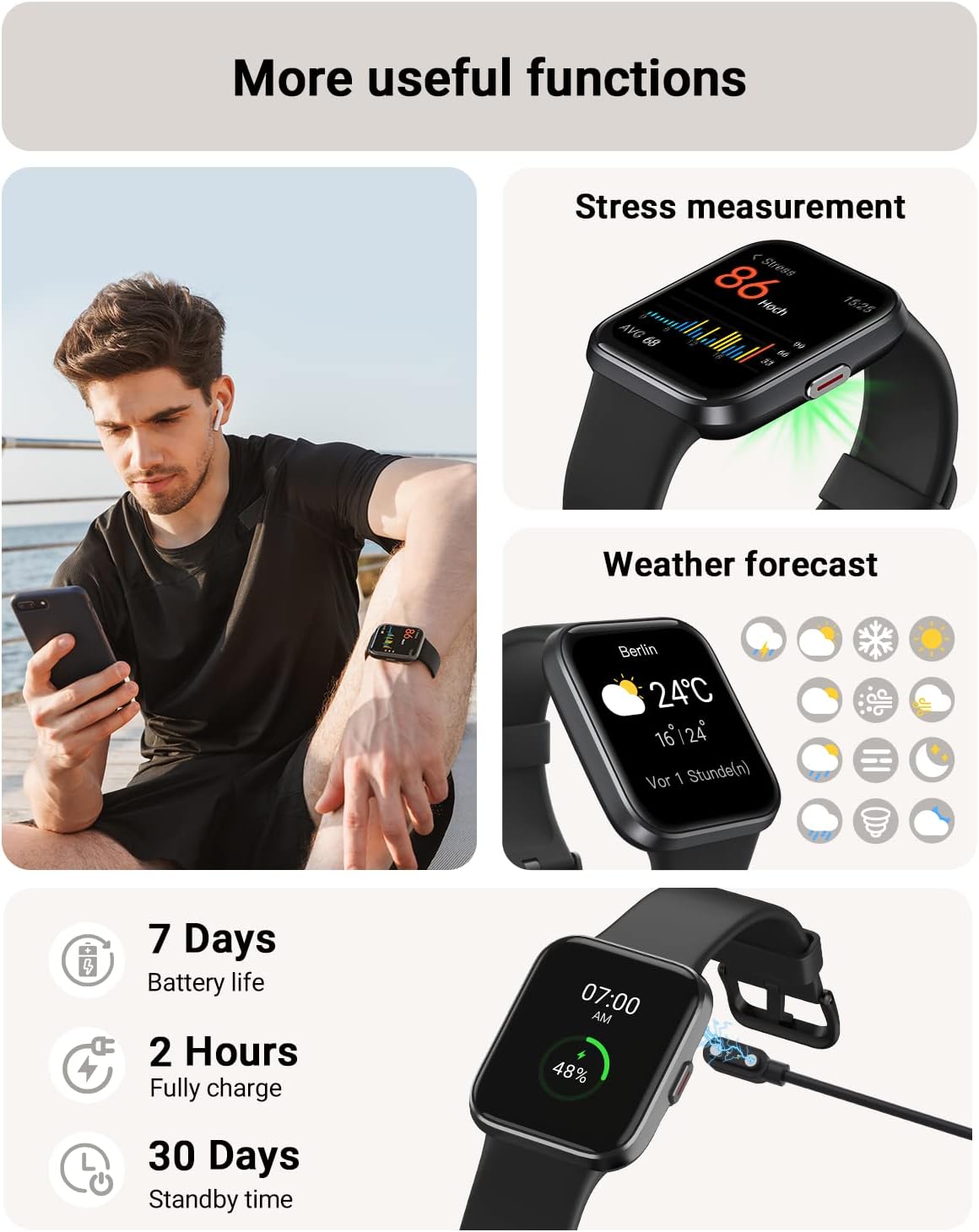 【ID208-PLUS】1.8" Touch Screen Fitness Tracker with Answer/Make Calls, IP68 Heart Rate/Sleep/SpO2 Pedometer 12