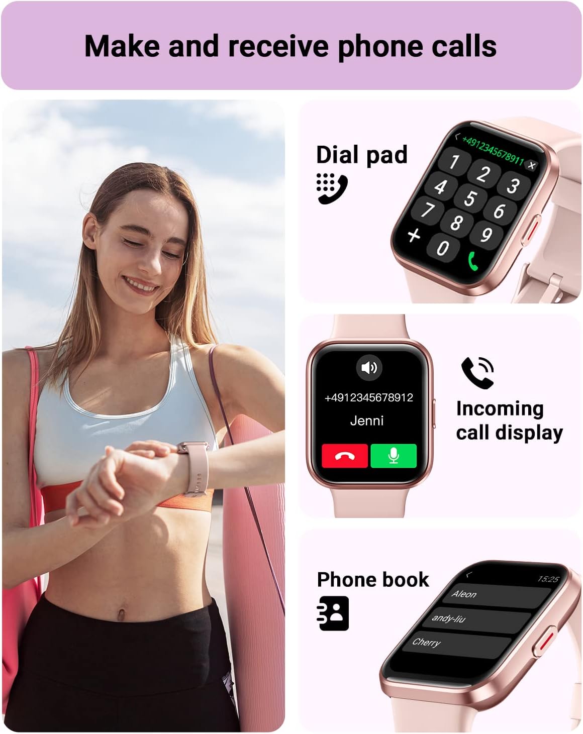 【IDW208 PLUS】 1.8" Touch Screen Fitness Tracker with Answer/Make Calls 8