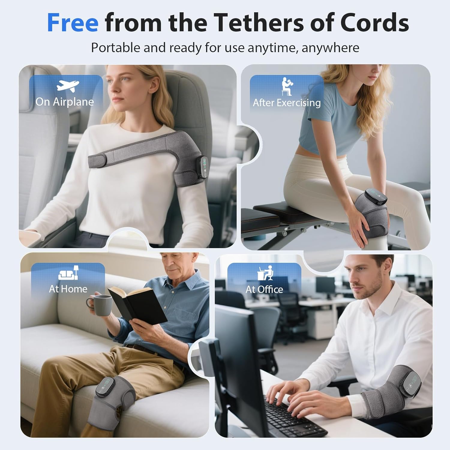 Heated Knee Massager, Foot Massager with Heat, Shoulder Massagers with Heat, Knees Warmers Wrap, 3-in-1 Vibration Heating Pad for Knee 5