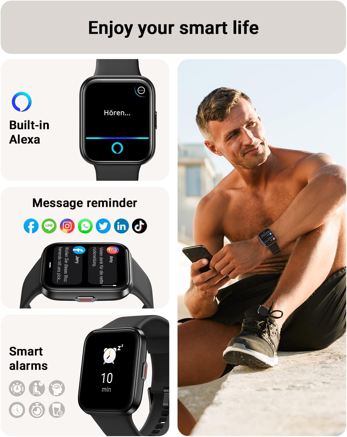 【ID208-PLUS】1.8" Touch Screen Fitness Tracker with Answer/Make Calls, IP68 Heart Rate/Sleep/SpO2 Pedometer 8