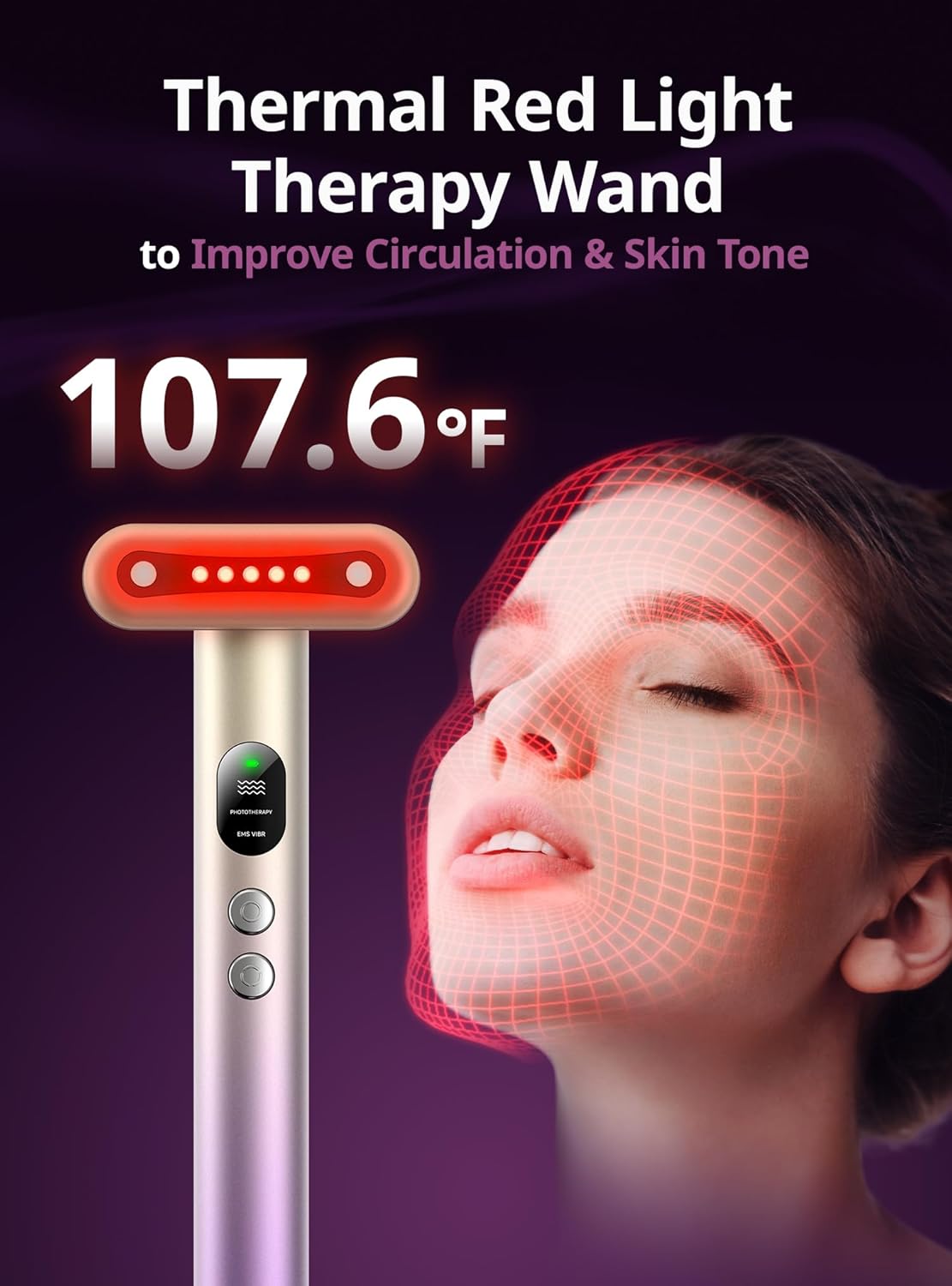 Red-Light-Therapy-for-Face,9 in 1 LED Light Therapy Eye Equipment for Skin Care, Red Light Therapy Face Massager Eye Beauty Skincare Rejuvenation Tool Microcurrent Facial Device Gift for Women at Home 5