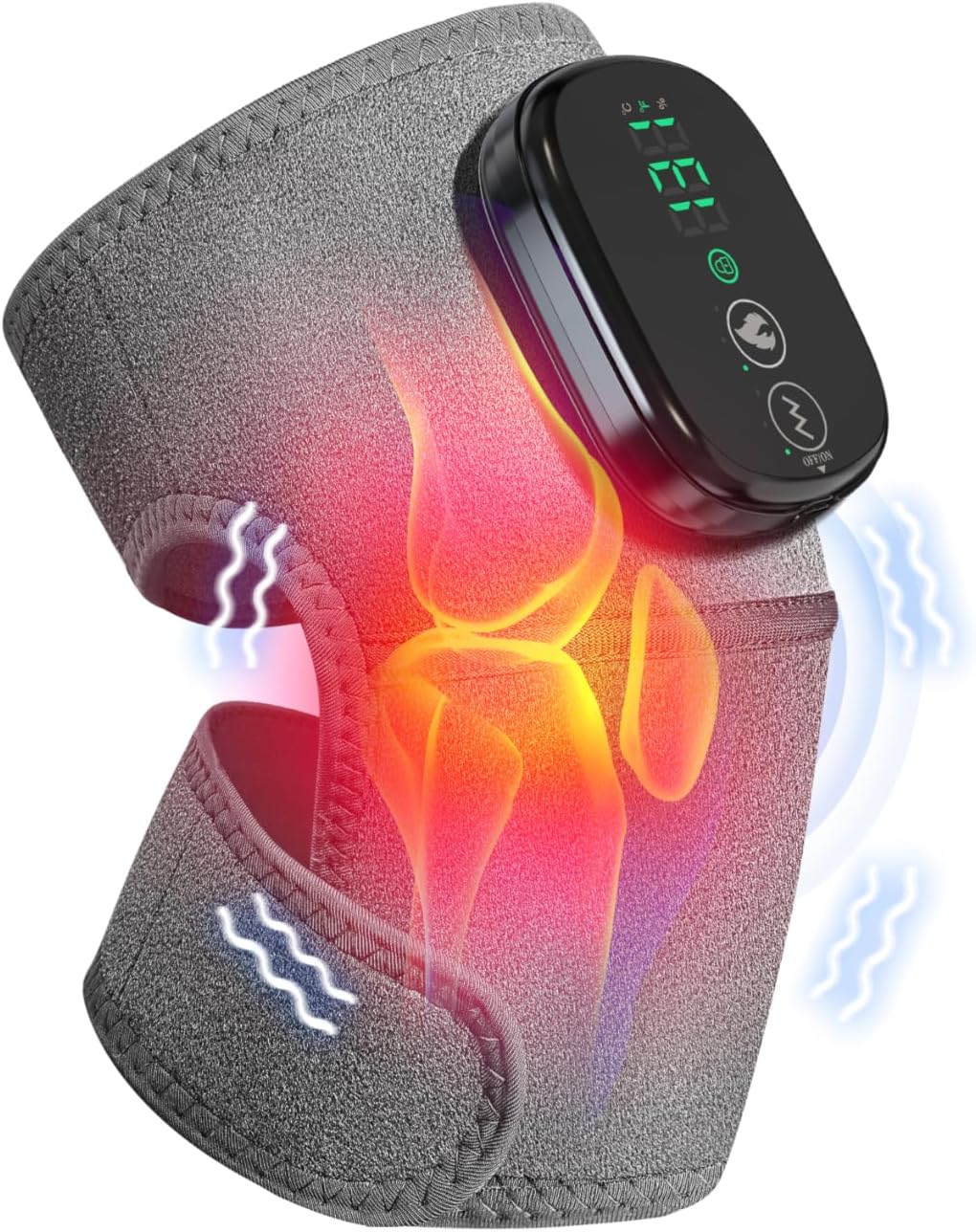 Heated Knee Massager, Foot Massager with Heat, Shoulder Massagers with Heat, Knees Warmers Wrap, 3-in-1 Vibration Heating Pad for Knee 1
