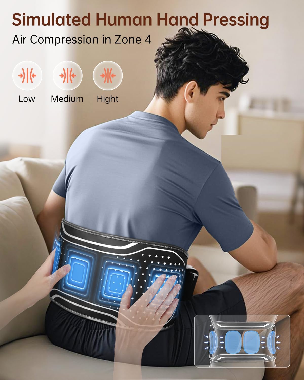 Lower Back Massager with Heat, Heating Pad for Back Pain Relief, Wrap Around Heating Pad with 4 Heat 3 Vibration, Adjustable Size, Touchscreen Control 2