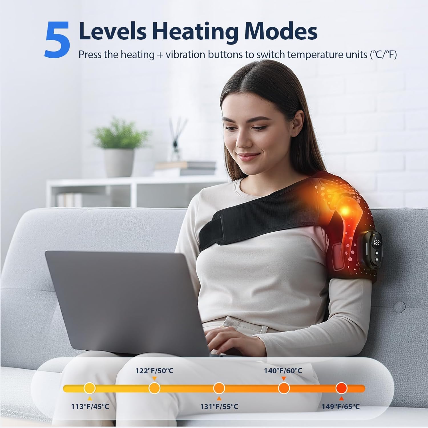 Shoulder Massage pad, with Heat Vibration 5 Levels Adjustable 2