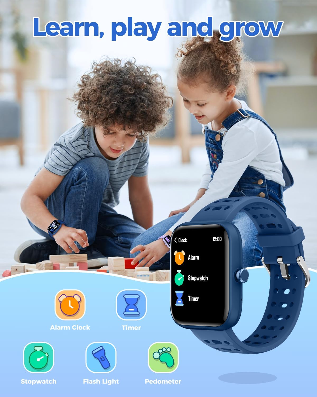 【IDW25C】Kids Smart Watch for Girls, 1.8" DIY Face Fitness Watch Pedometer, Heart Rate Sleep Tracker 8